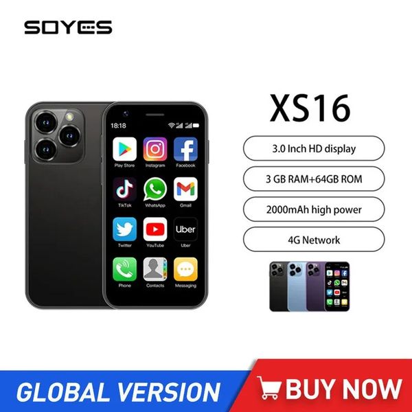 Soyes Pocket Mini Unlocked Cell phone Smartphones 4G LTE Ultra Slim Mobile Phone Google Play Android 10.0 Cellphone 3.0 Inch 3GB 64GB Dual S