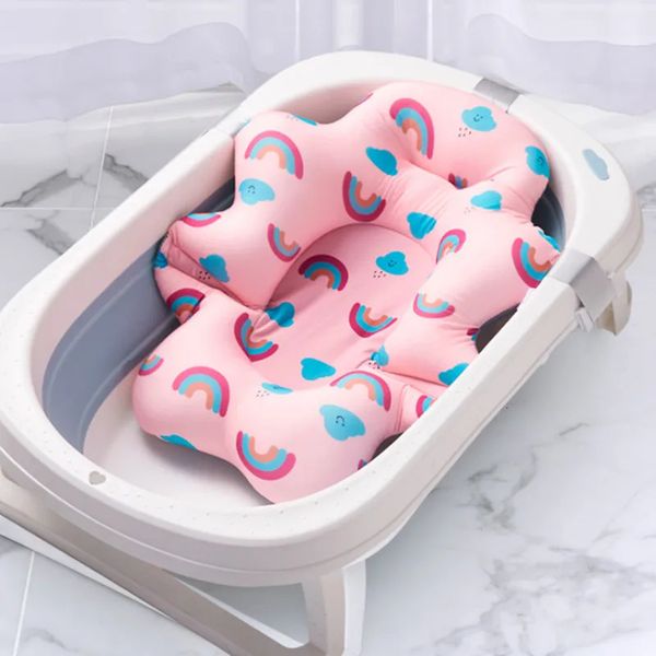 Baby Bath Seat Support Mat Foldable Baby Bath Tub Pad Chair born Bathtub Pillow Infant Anti-Slip Soft Comfort Body Cushion 250114