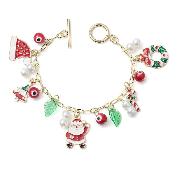 Weihnachtsmotiv-Charm-Armbänder aus Emaille für Damen