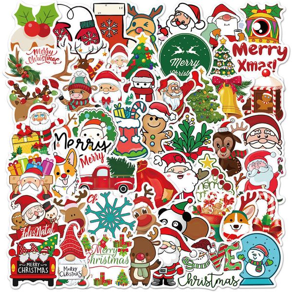 50 pcs Cute Christmas Santa Claus Graffiti Creative DIY Laptop Refrigerator Lage Phone Gift Decoration Scrapbook Stickers