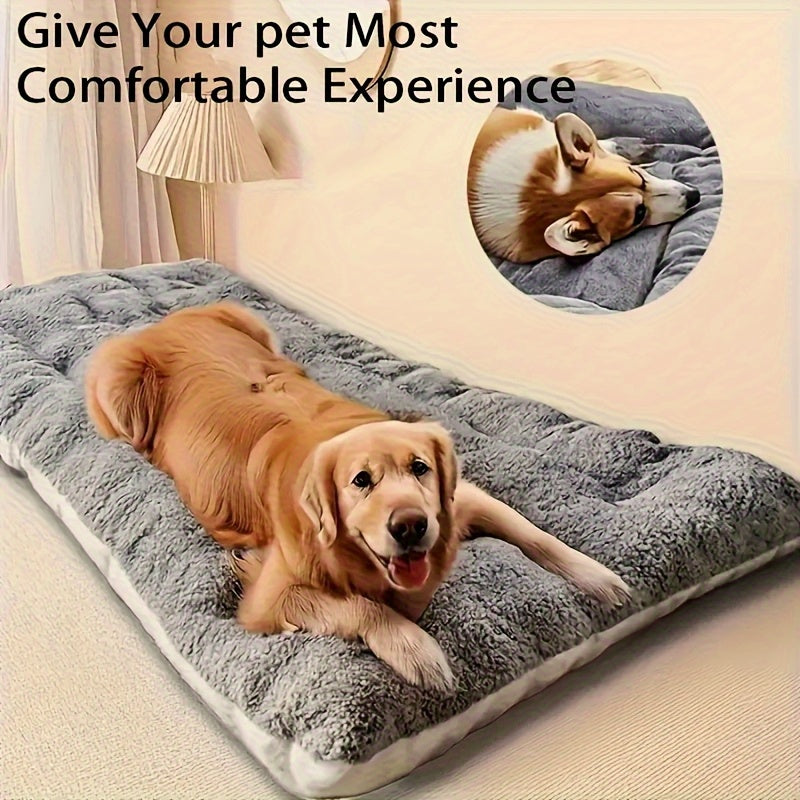 TEMU Extra Large Plush Dog Bed Sofa - Thickened Pet Mat, Heavy-duty Cushioned Flooring Protection, Luxury Sofa-like Bed For Large Breeds, Easy-clean