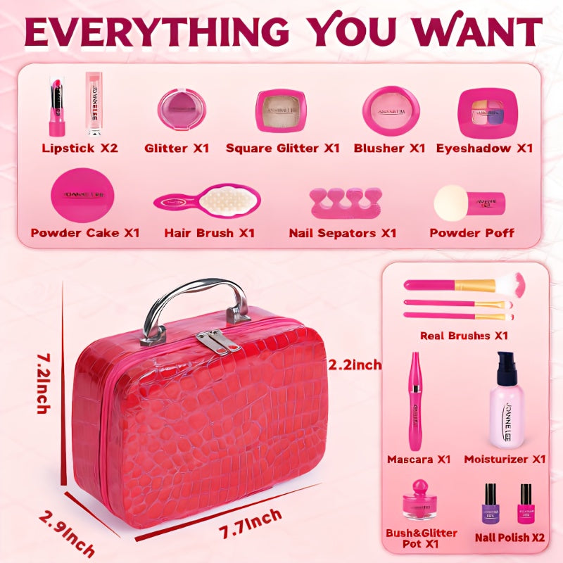 TEMU Girls' Handbag Toy, Non-toxic, Chemical-free, Simulated Makeup Set, Pretend Play Makeup Toys, Interactive Fun Game Gift, Plastic Material, Mixed