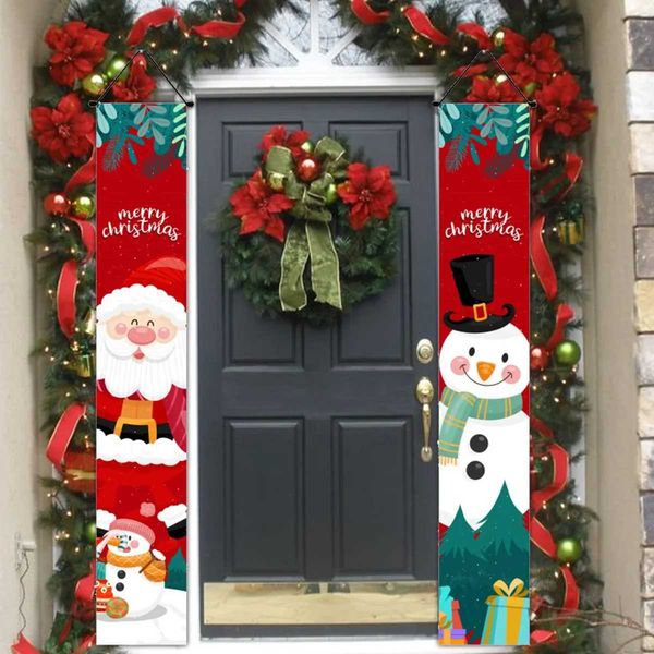 Christmas Couple Door Curtain Holiday Party Decoration Merry Christmas Banner Decoration Family Hanging National Flag Celebrating New Year W