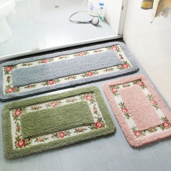Pastoral Style Bath Mat Multi Sizes Bathroom Kitchen Carpets Set AntiSlip Doormat Shower Room Toilet Rugs or Area Decor Pad 240122