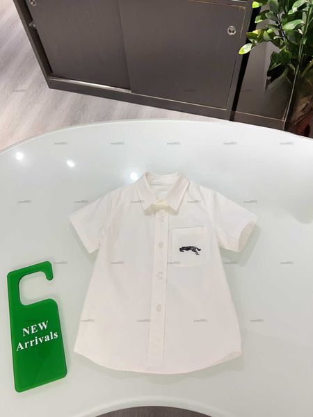Popular baby shirt white child Short-sleeved shirt kids designer clothes Black embroidery logo Short sleeve girls boys Blouses