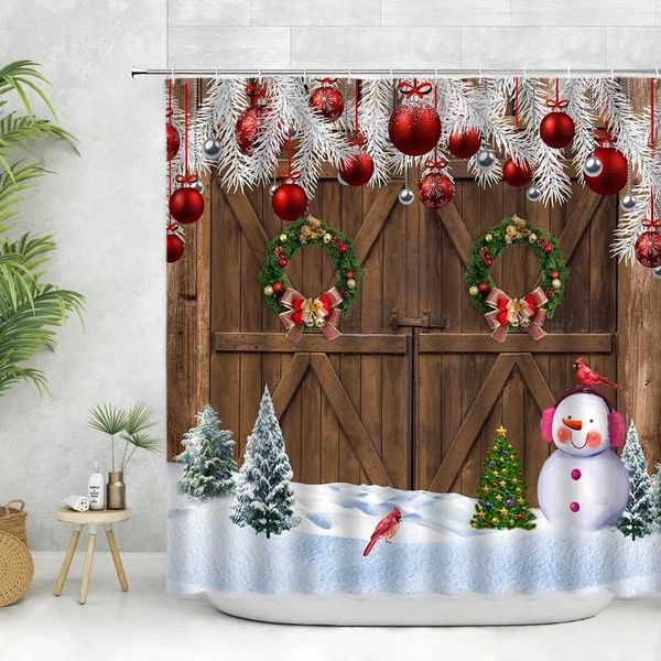 Shower Curtains Christmas Background Shower Curtain Fabric Fireplace New Year Christmas Eve Kid Photography Cloth Bathroom Decor Accessory S