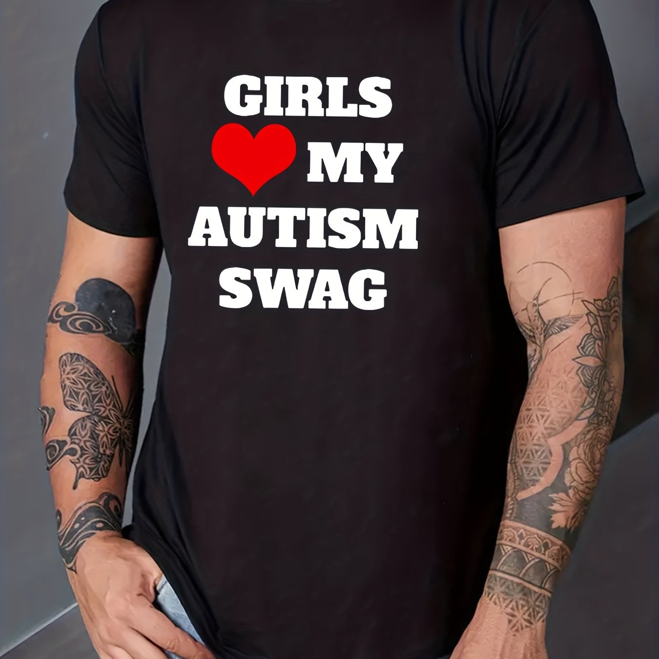 TEMU Autism Shirt For Men - Girls Love My Print, Casual Short Sleeve T-shirt For Summer, Spring, And Fall - Perfect Gift For Autism