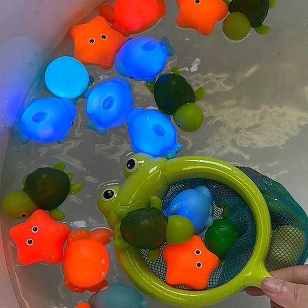 Baby Bath Toys Baby toys animal bath toys childrens LED lights floating water toys luminous water washers shower games boys and girls toys C