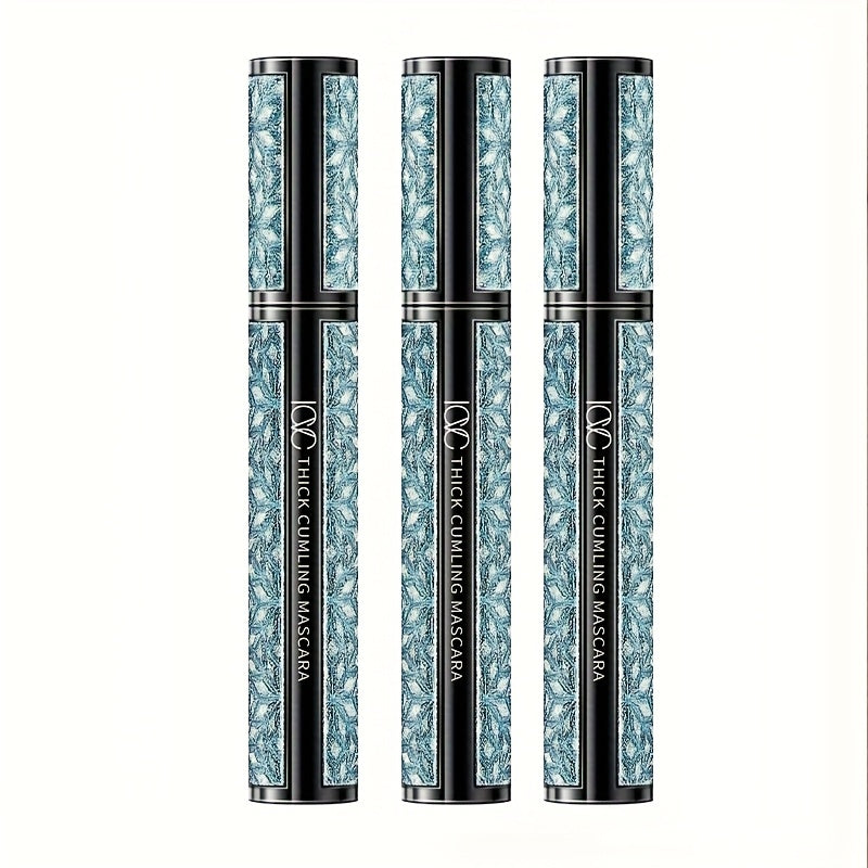 TEMU 3-pack Black Mascara - 4d Fiber Waterproof, Super Long Thick Lashes, Volumizing & Formula For , Wear - Black Mascara For Lashes