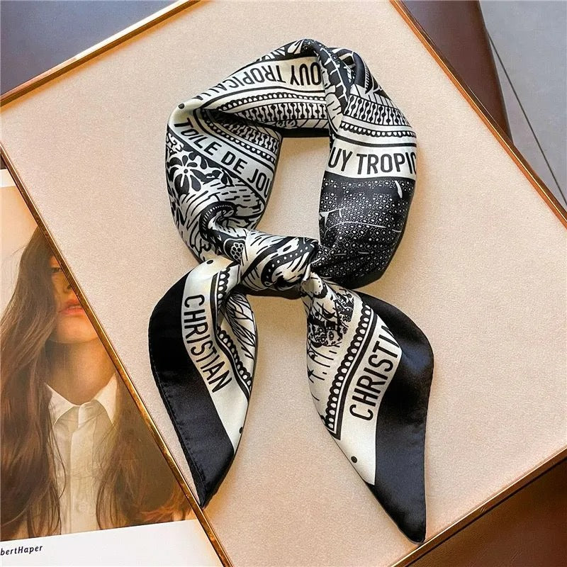 2025 Designer New 70cm Silk Feeling Square Scarf for Women Luxury Brand Neck Shawl Wraps Headkerchief