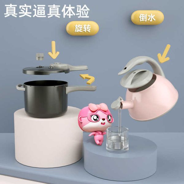 Cozinhas brincar de comida Childrens Family Kitchen Toy Girl Cooking Induction Cooker Fring Fring Leguts Frutas e Cutting Music Knife Rest K