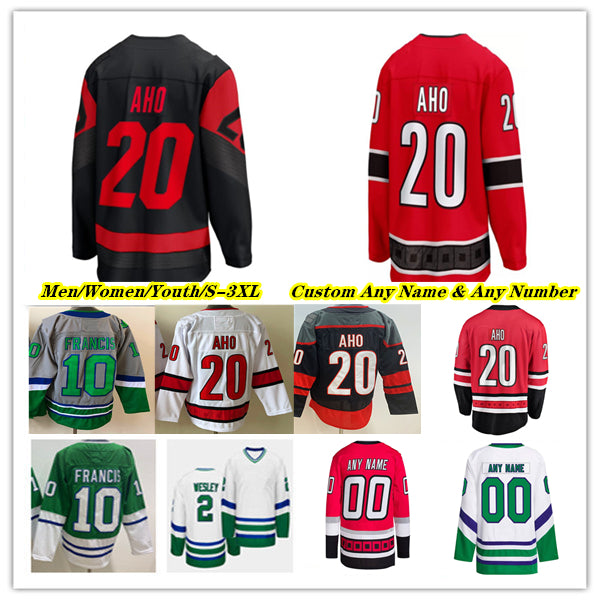 Sebastian Aho Canes Ice Hockey Jersey Brent Burns Martin Necas Andrei Svechnikov Brady Skjei Staal Teuvo Teravainen Frederik Andersen Michael Buntin