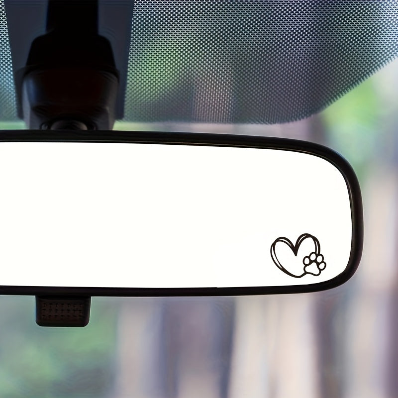TEMU 2pcs Paw With Heart, Rearview Mirror Stickers, Car Decals, Vinyl Decals, Mini Stickers, Laptop Stickers, Water Cup Stickers
