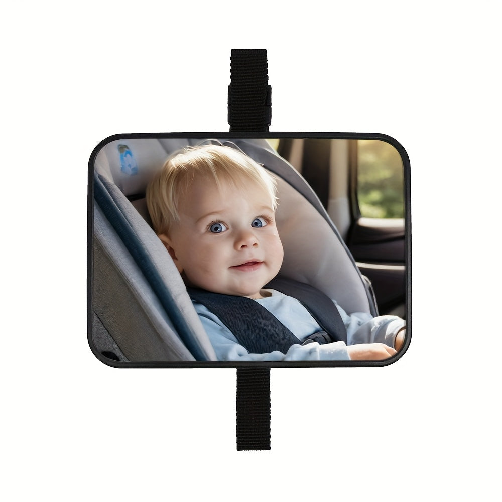 TEMU Crash-tested & Certified Shatterproof Baby Car Mirror - Wide-angle Rearview With Adjustable Strap, Fit For Infant- Car Seats, Rear-facing