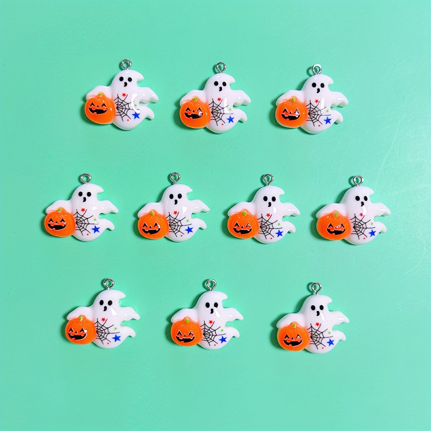 TEMU 10-pack Halloween Charms, Pumpkin Resin Pendants, Making Beads, Creative Gift Earrings, Necklaces, Bracelets, Keychains, Bag Charms, Craft