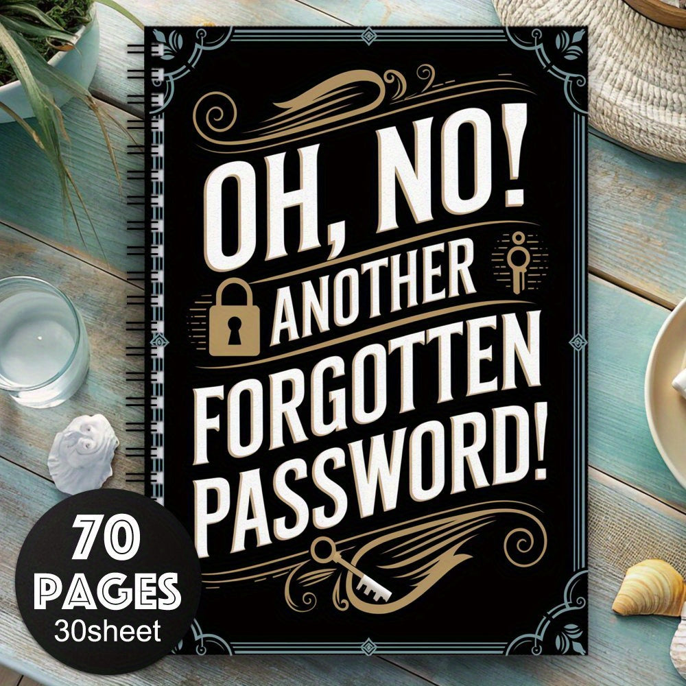 TEMU Spiral Password Notebook - Mixed Color, 1pc, For Home Or Office, Record Website & , Secure With Padlock Design, Notebook For | Secure Notebook |