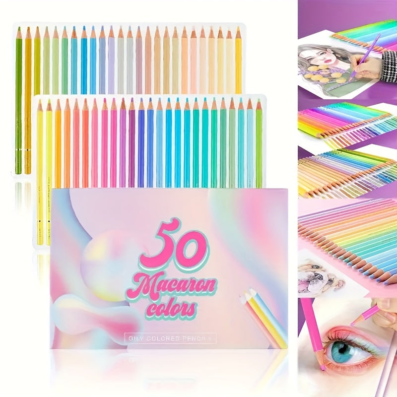 TEMU 50-72 Colors Macaron Colored Pencils Artist Drawing Colored Pencils Set Cork Oil Pastel Colored Pencils For Shading Sketching Drawing Gift