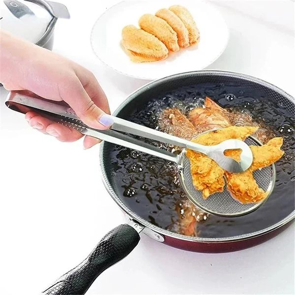 Kitchen Accessories Multifunction Stainless Steel Sieve Filter Spoon Fried Food Oil Strainer Clip Handheld Cooking Tools Gadgets 241107