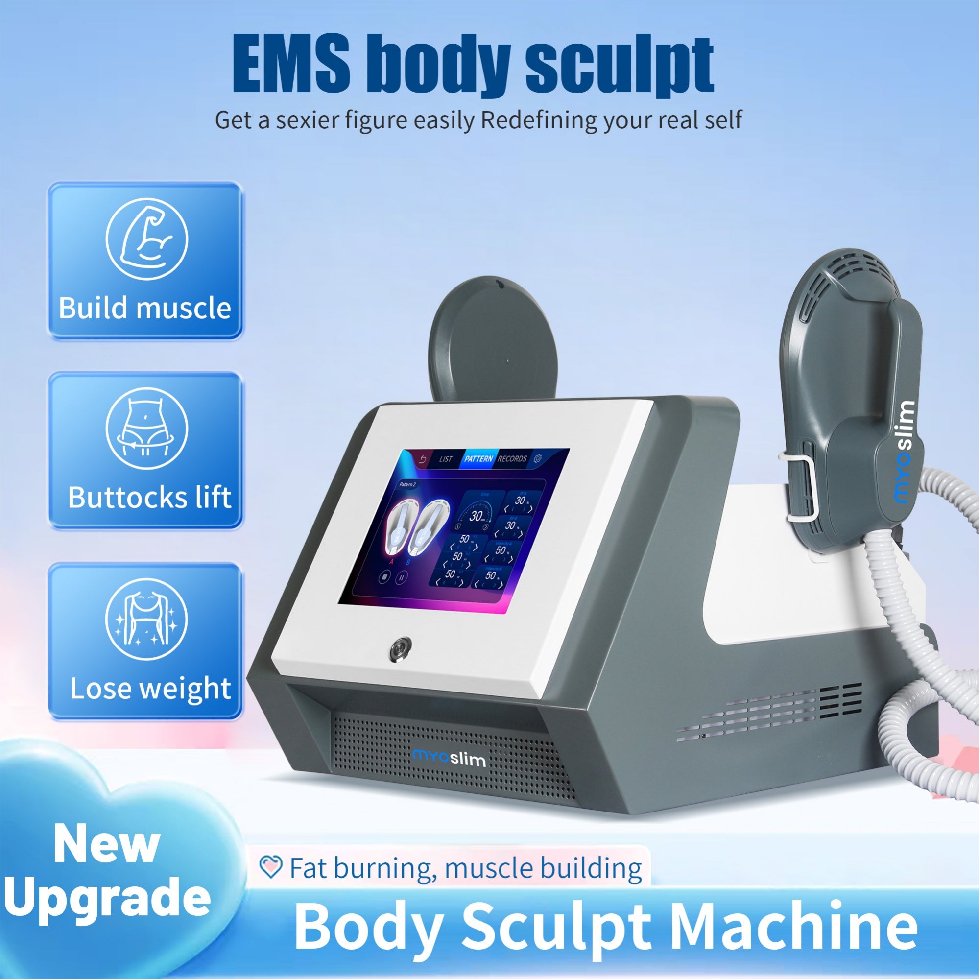 MYOSLIM RF HIEMT EMS Body Sculpt Machine Eletric Muscle Stimulator Fat Burner Weight Loss Butt Lifter And Shapers Body Care