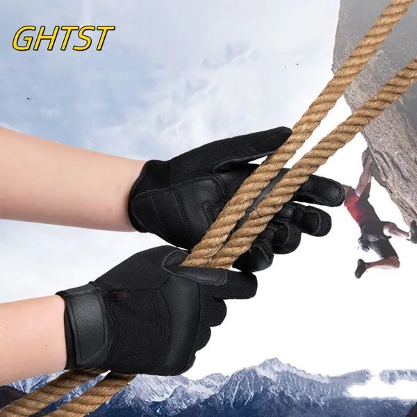 Cycling Gloves Rock-climb Downhill Cowhide Wear Resistant Transport Rope Work For Men Mountaineering Motorcycle Leather Gloves 241219