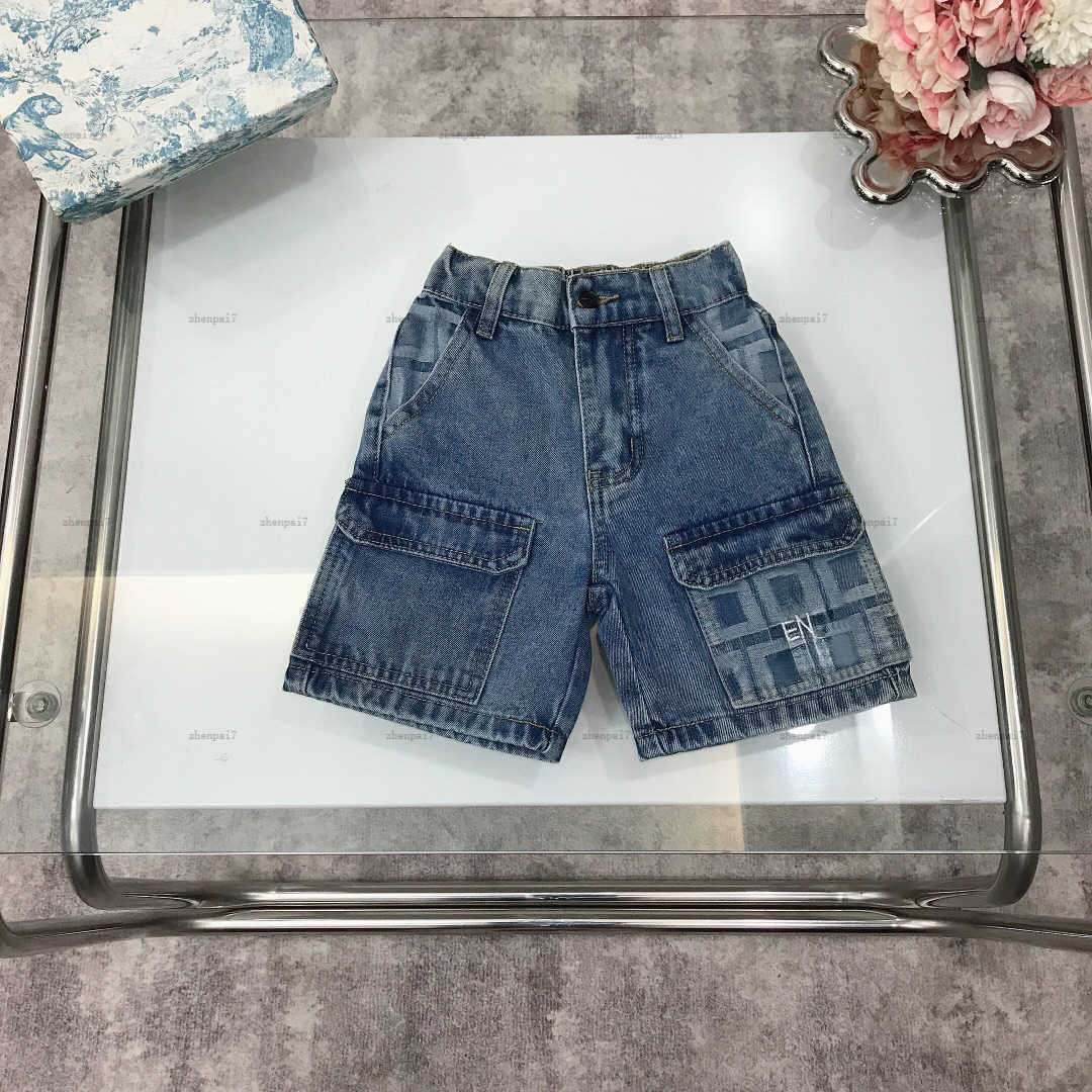 Top one baby Denim shorts logo Grid printing child Lower garment kids designer clothes Embroidered logo girls boys pants A000X20N181