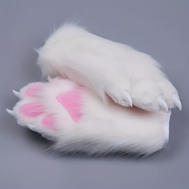TEMU Furry Cosplay Paws Gloves, Fursuit Claw Hand Covers, Natural Latex, Funky Style, Wearable Animal Roleplay Accessories