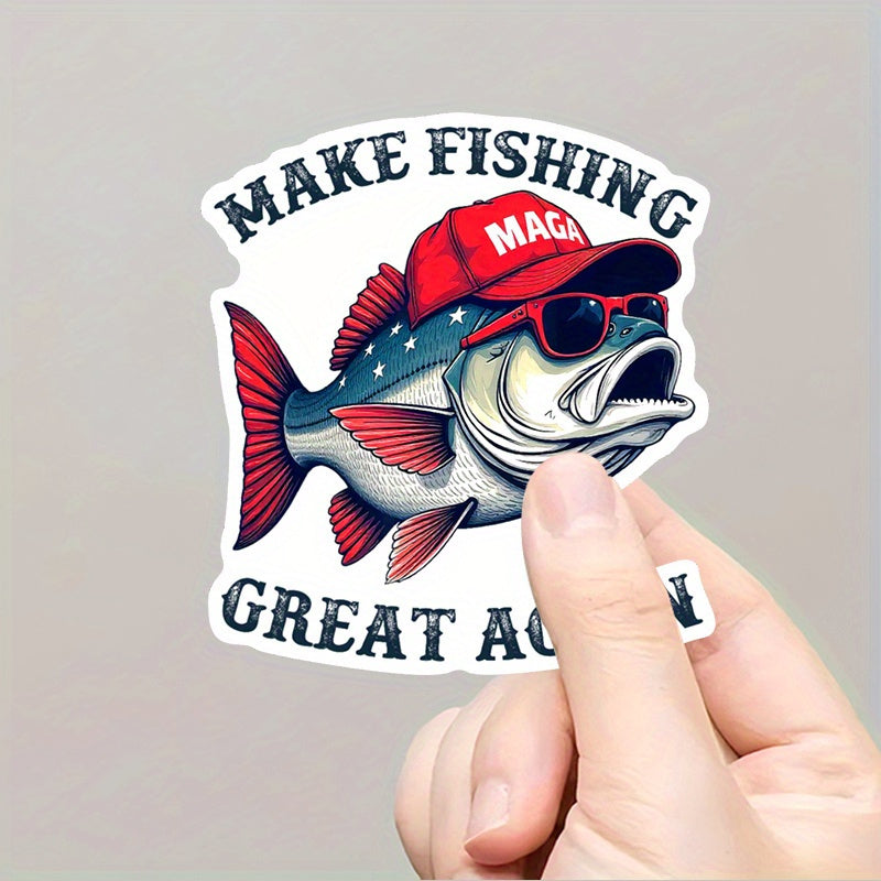 TEMU 2pcs Maga Fishing Stickers With American - Patriotic Vinyl Decals For Cars, Laptops, Water Bottles & More - Great Gift For Men And Dads