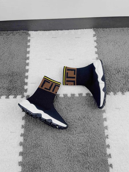Top Kids shoes Knitting design baby sneakers size 26-35 Including Cardboard Box high quality Letter printing boys girls ankle boots