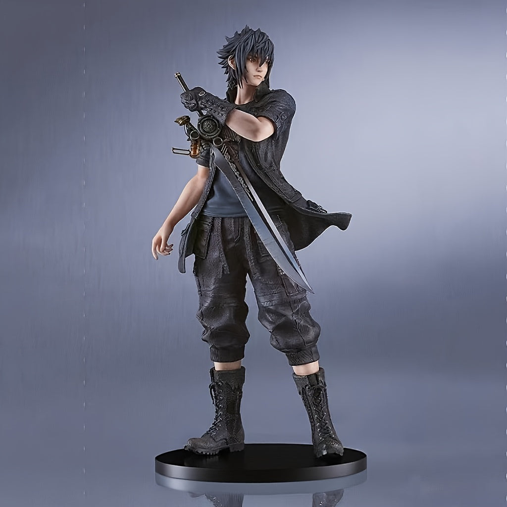 TEMU Statue - Black-haired Boy With Eyes, Long Sword & Dynamic - Collectible Pvc Figure For Desktop & Computer Case Decoration - Perfect Gift For