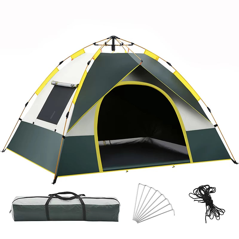 Outdoor Waterproof Camping Tent 3-4 Person Pop up Automatic Family Canvas Tent