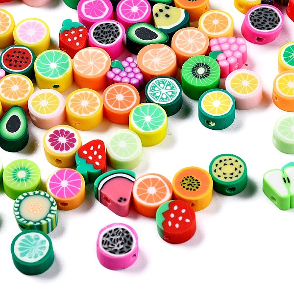 100Pcs Handmade Polymer Clay Fruit Theme Beads