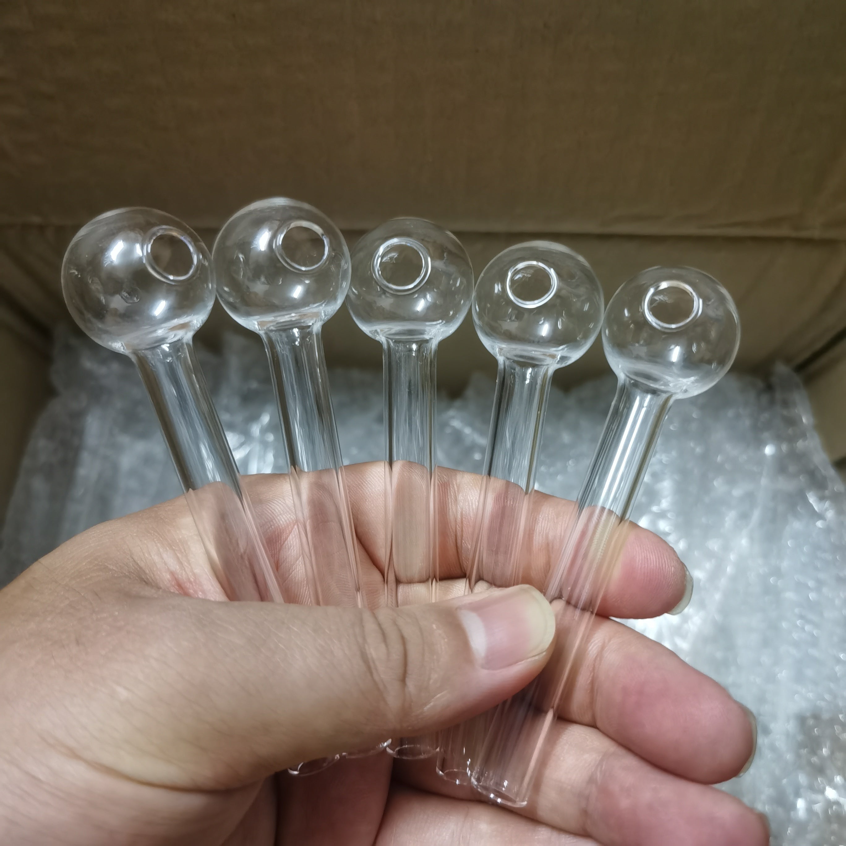 10Pcs 2.8 Inch 4 Inch 4.8Inch 12cm 10cm 7cm Clear Pyrex Glass transparent Oil Burner Tube Burning Great tubes Nail tips