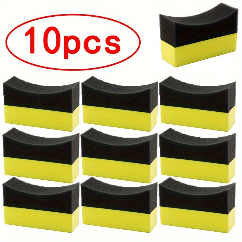 TEMU 10pcs, Car Wash Sponge Corner Wipes, Tire Brushes, Waxing Sponges, Beauty Cleaning Wipes, Car Wash Sponges, Yellow Set Of Car Wash Sponges,