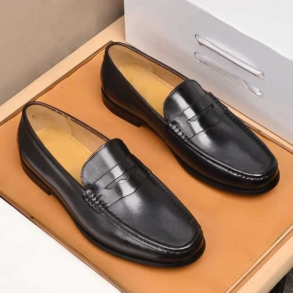 Dress Shoes Luxury Men Penny Loafers Genuine Leather Slip On Black Casual Business Dress Shoes Mens Wedding Party Office Fashion Shoes New z