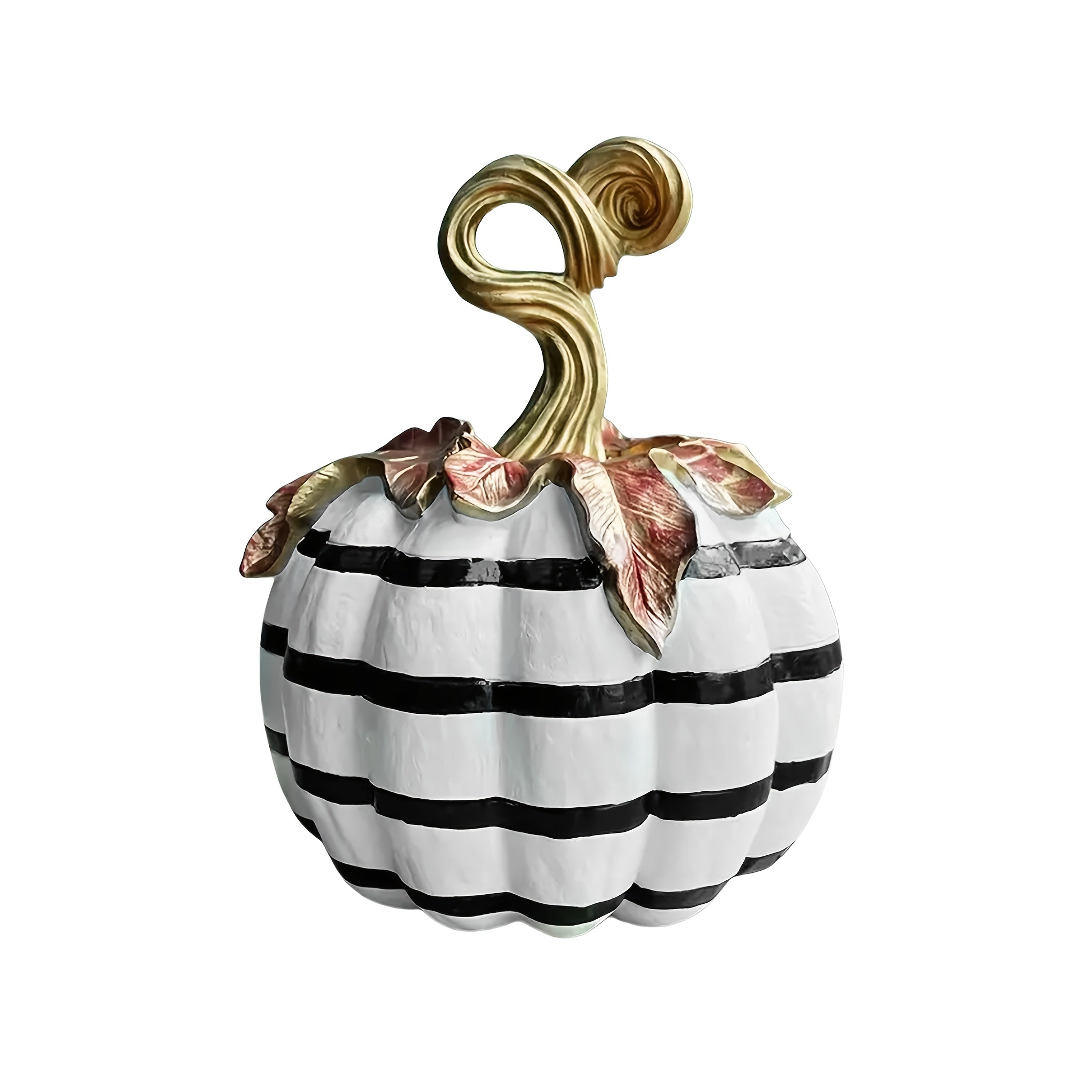 TEMU Black And White Checkered Pumpkin Resin Collectible Figurines - Halloween & Thanksgiving Home Desktop Decor, Indoor-outdoor Use, No Electricity
