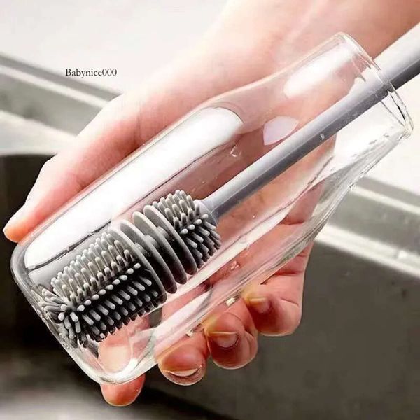 Silicone Brush Cup Scrubber Glass Cleaner Kitchen Cleaning Tool Long Handle Drink Wineglass Bottle Cup Cleaning Brush