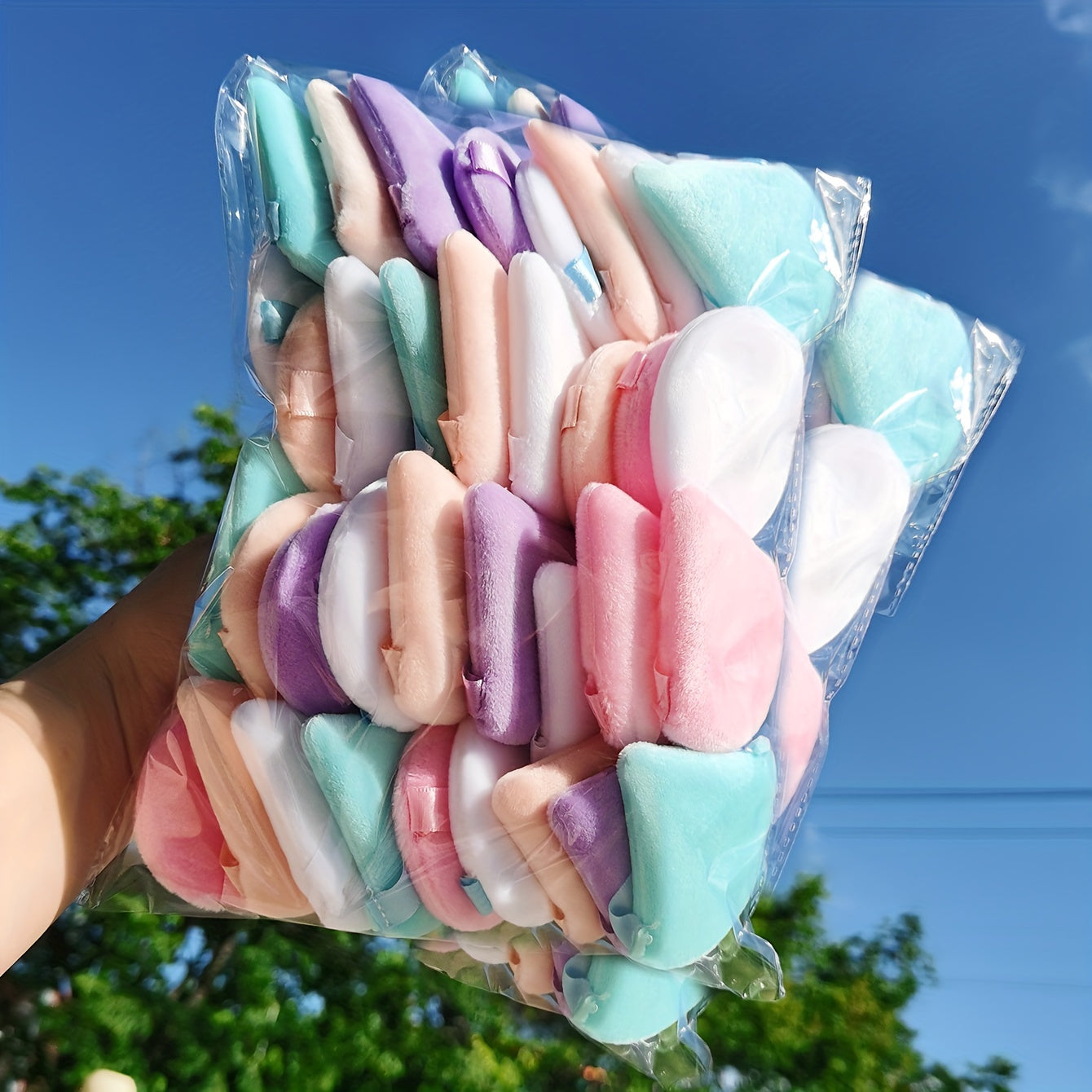 TEMU 35-pack Velvet Flocking Makeup , Soft Triangular Powder Sponges, Hypoallergenic Blenders For Loose Mineral And Body Powder, Beauty Tools For