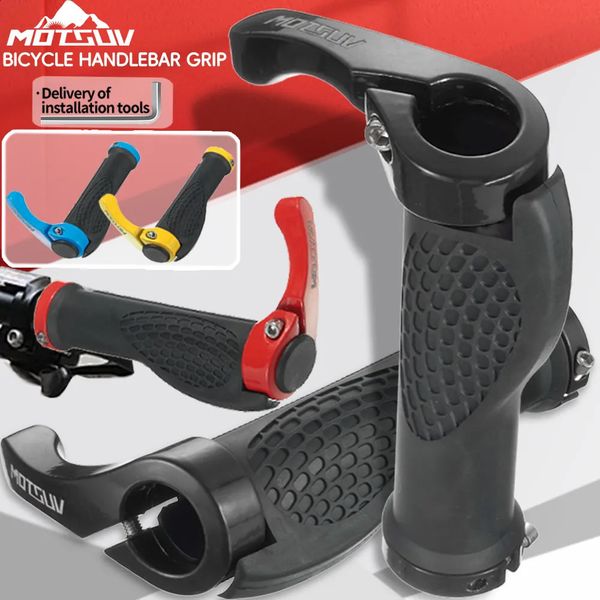 MOTSUV Bicycle Handlebar Grip Ergonomic Anti Skid Lock on Handle Cover Aluminum Alloy Rubber Grips MTB Bike Cycling Accessories 241216