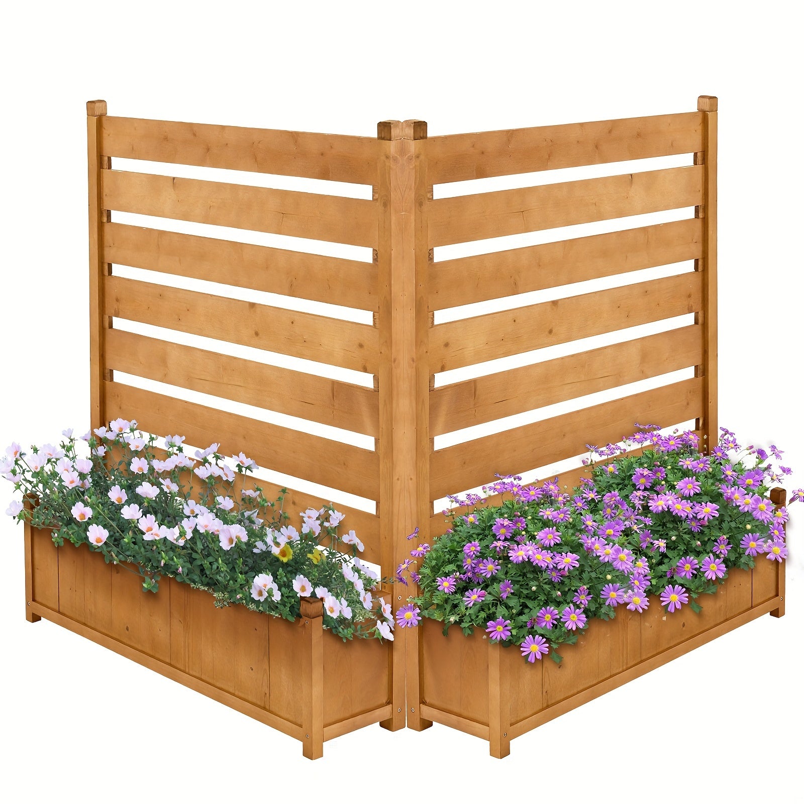 TEMU Mophoto Air Conditioner Fence Outdoor Wood Privacy Screen With Planter Box For Trash Can Pool Equipment Enclosure, Kit 36" W X 45" H (2 Panels)