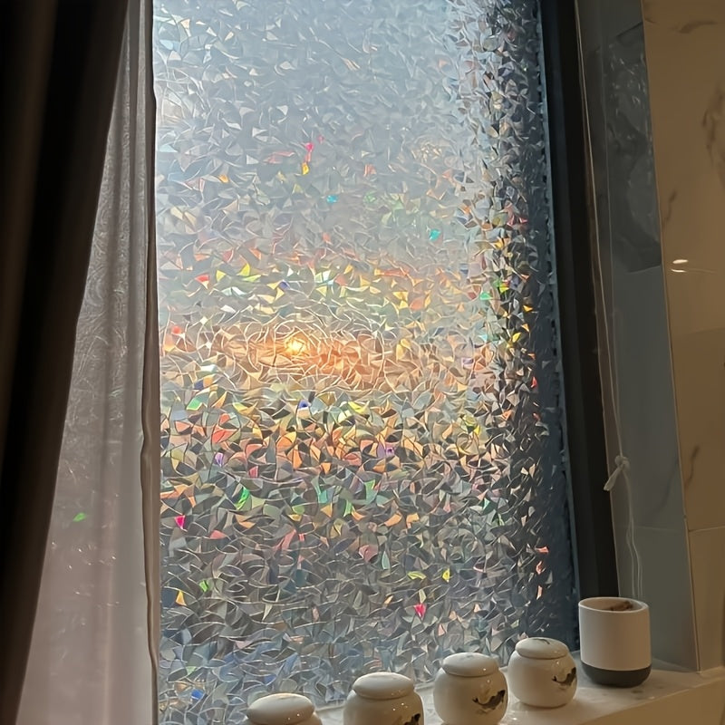 TEMU 1 Roll Rainbow Window Privacy Film - 3d Decalicous Stained Static Cling. No Glue, Just Press & Stick! Perfect Suncatcher Window Cover For