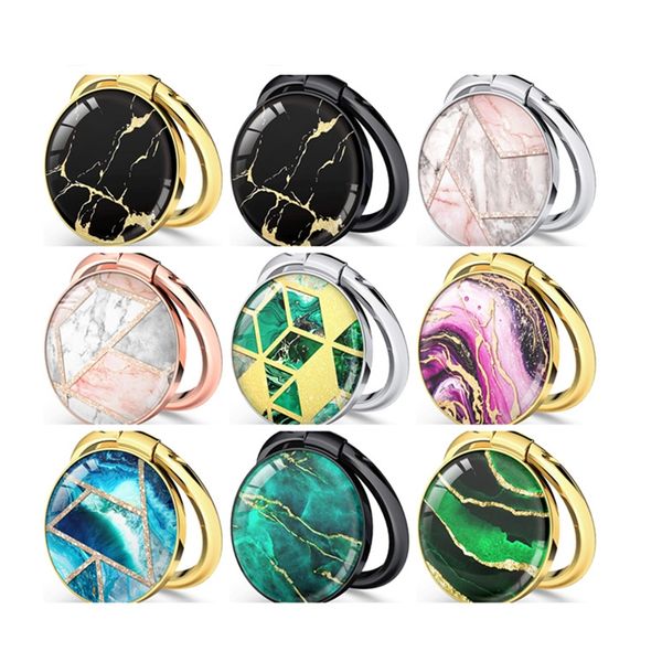 Marble Cartoon Pattern Finger Ring Holder 360 Rotating cellphone holders foldable desk stand