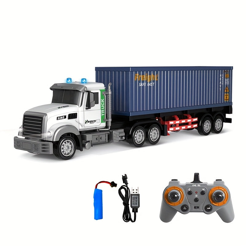 TEMU Remote Control Cargo Trailer, Transportation , Remote Control Construction Truck With Lights And Music For Family, Outdoor Scene Games, Birthday