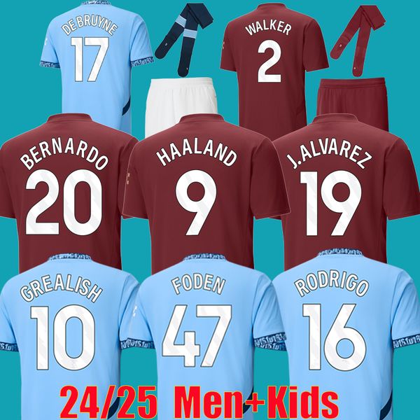 24 25 HAALAND SOCCER JERSEYS DOKU RODRIGO GREALISH MANS DE BRUYNE FODEN 2024 24 25 football shirts kids CITIES kit