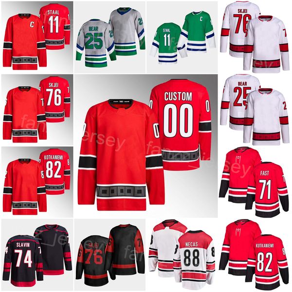 Men Kids Women Reverse Retro Hockey 25 Ethan Bear Jersey 82 Jesperi Kotkaniemi 74 Jaccob Slavin 76 Brady Skjei 88 Martin Necas 11 Staal 71 J