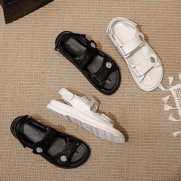 Sandals Large size low sandals womens leather Espadrillles platform large size high fabric rubber PU slider hoodie black platform Y250101TT3