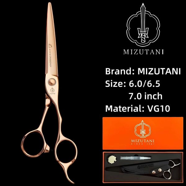 MIZUTANI barber Scissors 6.0-6.5-7.0 golden scissors VG10 material scissors Barber shop professional hairdressing scissors toolsM240801