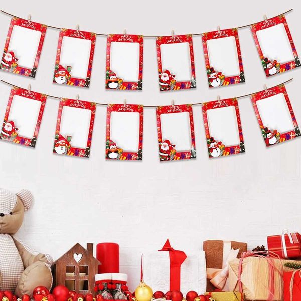 Christmas Photo Frame Banner Garland Christmas Decor For Home 2024 Xmas Tree Ornaments Gifts Navidad Noel New Year Gifts 2025XJ241029