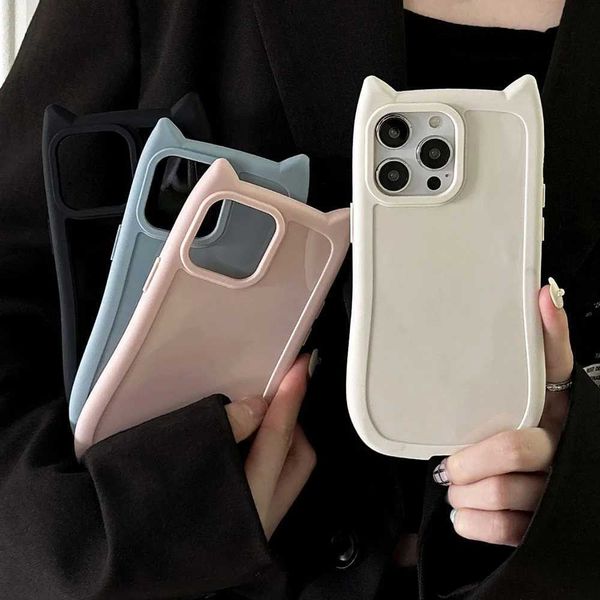 Luxury Case Cute cartoon 3D cat ear phone case suitable for iPhone 16 Plus 15 14 13 12 Pro Max animal design matte soft silicone protective
