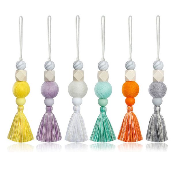 Car Perfume Pendant Felt Ball Wooden Silicone Air Freshener Fragrance Pendants Automobiles Hanging Bead Ornaments Diffuser Tassel Handmade W