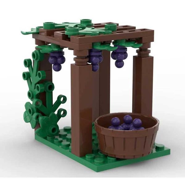 Grape Tree Grid Plant Tree City Brick MOC Creative Assembly Colorful Pine Tree and Substrate Plant Model Building Block Tree Toy CL240827
